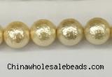 CSB2221 15.5 inches 6mm round wrinkled shell pearl beads wholesale