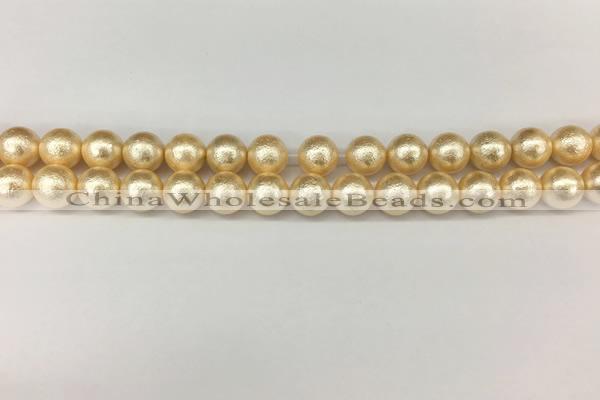 CSB2222 15.5 inches 8mm round wrinkled shell pearl beads wholesale