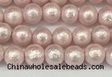 CSB2230 15.5 inches 4mm round wrinkled shell pearl beads wholesale