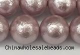 CSB2245 15.5 inches 14mm round wrinkled shell pearl beads wholesale