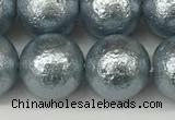 CSB2285 15.5 inches 14mm round wrinkled shell pearl beads wholesale