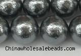 CSB2294 15.5 inches 12mm round wrinkled shell pearl beads wholesale