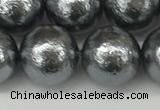 CSB2295 15.5 inches 14mm round wrinkled shell pearl beads wholesale