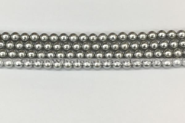 CSB2300 15.5 inches 4mm round wrinkled shell pearl beads wholesale