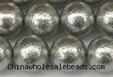 CSB2303 15.5 inches 10mm round wrinkled shell pearl beads wholesale