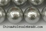 CSB2305 15.5 inches 14mm round wrinkled shell pearl beads wholesale