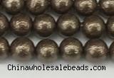 CSB2310 15.5 inches 4mm round wrinkled shell pearl beads wholesale