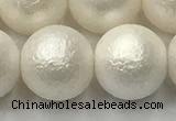CSB2366 15.5 inches 16mm round matte wrinkled shell pearl beads