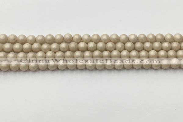 CSB2370 15.5 inches 4mm round matte wrinkled shell pearl beads