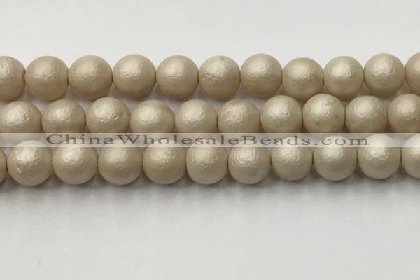 CSB2375 15.5 inches 14mm round matte wrinkled shell pearl beads