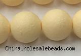 CSB2385 15.5 inches 14mm round matte wrinkled shell pearl beads