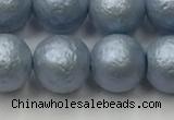 CSB2474 15.5 inches 12mm round matte wrinkled shell pearl beads