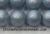 CSB2474 15.5 inches 12mm round matte wrinkled shell pearl beads