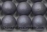 CSB2483 15.5 inches 10mm round matte wrinkled shell pearl beads