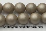 CSB2501 15.5 inches 6mm round matte wrinkled shell pearl beads