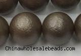 CSB2516 15.5 inches 16mm round matte wrinkled shell pearl beads