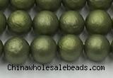 CSB2521 15.5 inches 6mm round matte wrinkled shell pearl beads