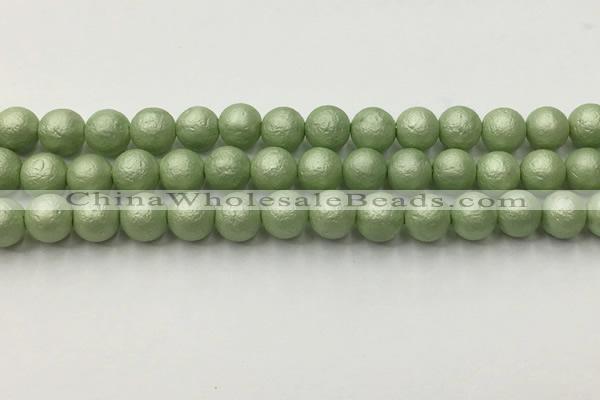 CSB2533 15.5 inches 10mm round matte wrinkled shell pearl beads