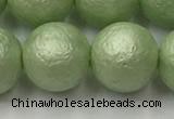 CSB2536 15.5 inches 16mm round matte wrinkled shell pearl beads