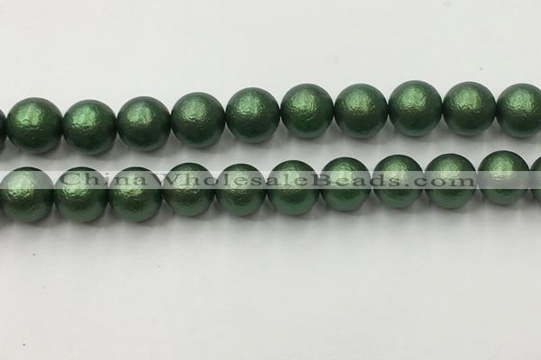 CSB2545 15.5 inches 14mm round matte wrinkled shell pearl beads