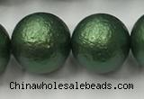 CSB2546 15.5 inches 16mm round matte wrinkled shell pearl beads