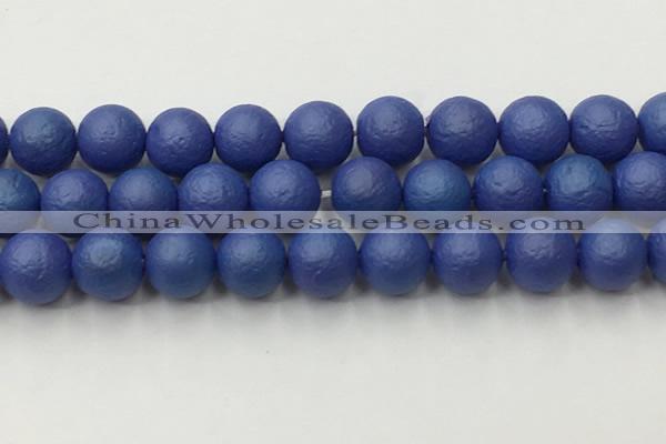 CSB2576 15.5 inches 16mm round matte wrinkled shell pearl beads