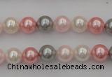 CSB303 15.5 inches 8mm round mixed color shell pearl beads