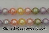 CSB309 15.5 inches 8mm round mixed color shell pearl beads