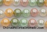 CSB329 15.5 inches 10mm round mixed color shell pearl beads