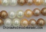 CSB332 15.5 inches 10mm round mixed color shell pearl beads