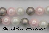 CSB335 15.5 inches 10mm round mixed color shell pearl beads