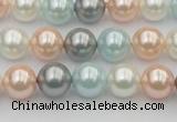 CSB336 15.5 inches 10mm round mixed color shell pearl beads
