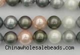 CSB338 15.5 inches 10mm round mixed color shell pearl beads