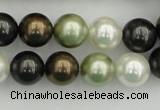 CSB362 15.5 inches 12mm round mixed color shell pearl beads