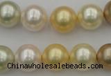 CSB372 15.5 inches 14mm round mixed color shell pearl beads