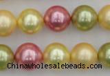 CSB378 15.5 inches 14mm round mixed color shell pearl beads