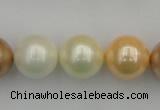 CSB392 15.5 inches 16mm round mixed color shell pearl beads