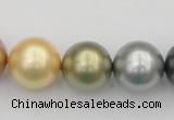 CSB395 15.5 inches 16mm round mixed color shell pearl beads