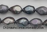 CSB418 12*15.5mm faceted teardrop mixed color shell pearl beads