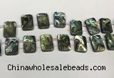 CSB4192 Top drilled 13*18mm rectangle double drilled balone shell beads