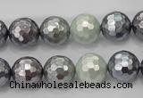 CSB462 15.5 inches 12mm faceted round mixed color shell pearl beads