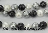 CSB470 15.5 inches 8mm faceted round mixed color shell pearl beads