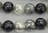 CSB474 15.5 inches 16mm faceted round mixed color shell pearl beads