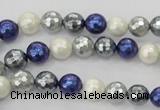 CSB480 15.5 inches 8mm faceted round mixed color shell pearl beads
