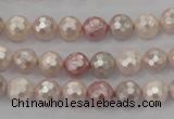CSB490 15.5 inches 8mm faceted round mixed color shell pearl beads