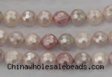 CSB490 15.5 inches 8mm faceted round mixed color shell pearl beads