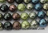 CSB532 15.5 inches 12mm faceted round mixed color shell pearl beads