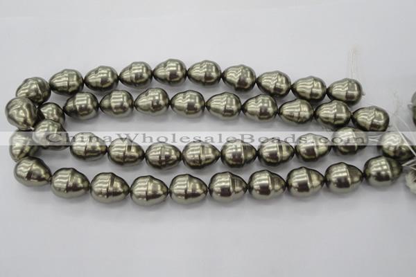 CSB572 15.5 inches 16*19mm whorl teardrop shell pearl beads