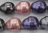 CSB573 15.5 inches 16*19mm whorl teardrop mixed color shell pearl beads