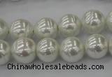 CSB610 15.5 inches 12mm whorl round shell pearl beads